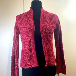 Girls' Open Chenille Cardigan - Art Class Maroon L